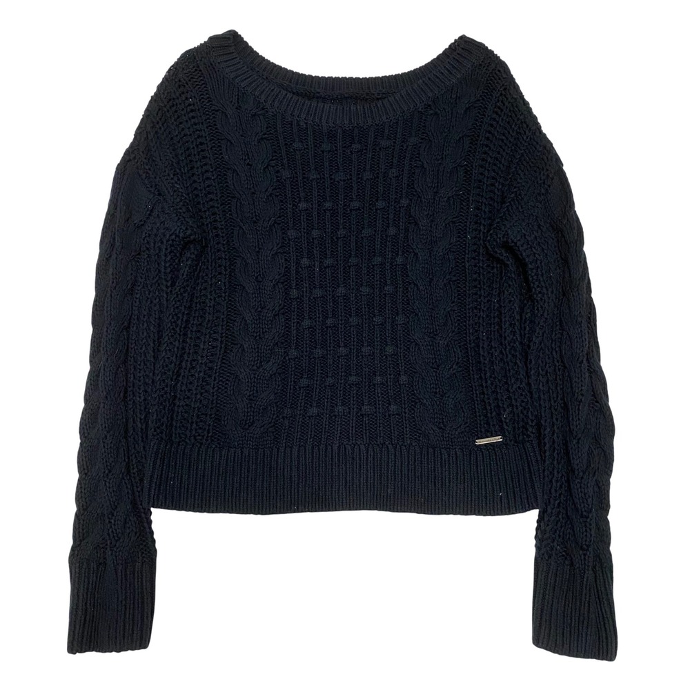 Abercrombie & Fitch Women's Chunky Cableknit Navy Sweater S Preppy Fisherman